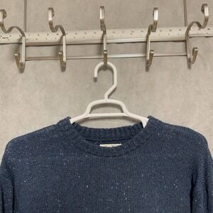 Line of Trade Sweater Men XXL Blue Donegal Wool Nylon Elbow Patches Crew Flecked